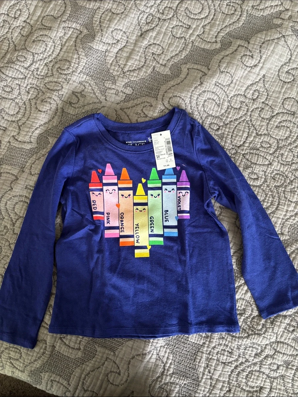 The Children's Place Bright Blue Long-Sleeve Crayon Graphic Tee